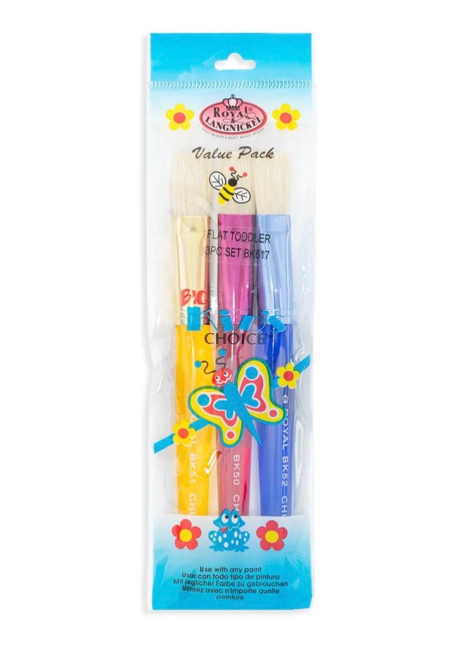 Flat Toddler Paint Brush 3 Piece Set