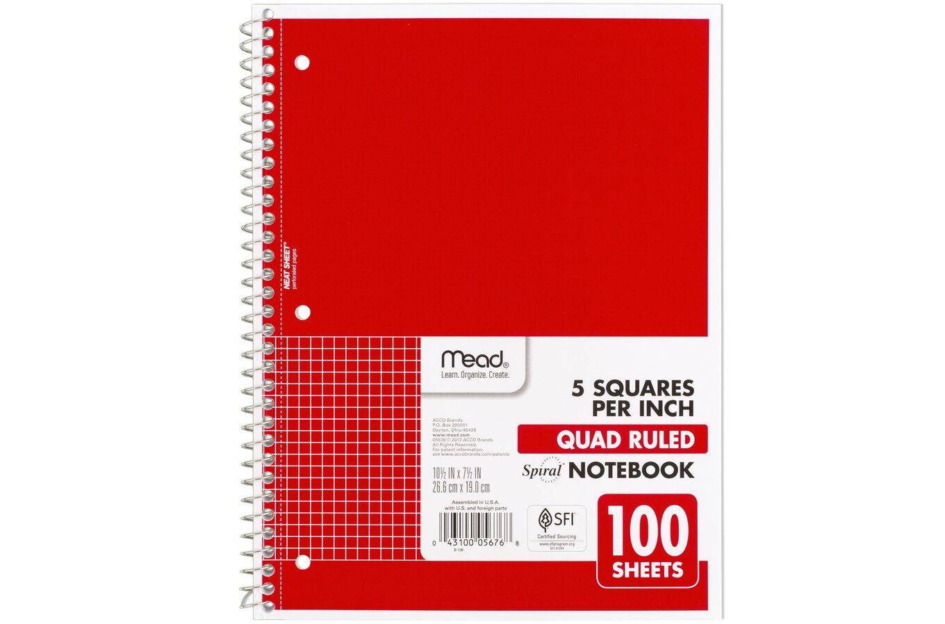 Mead Spiral Notebooks, 1 Subject, Quad Ruled