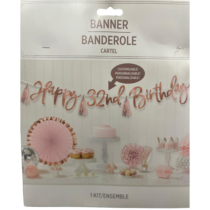 Customizable Blush Birthday Banner Kit