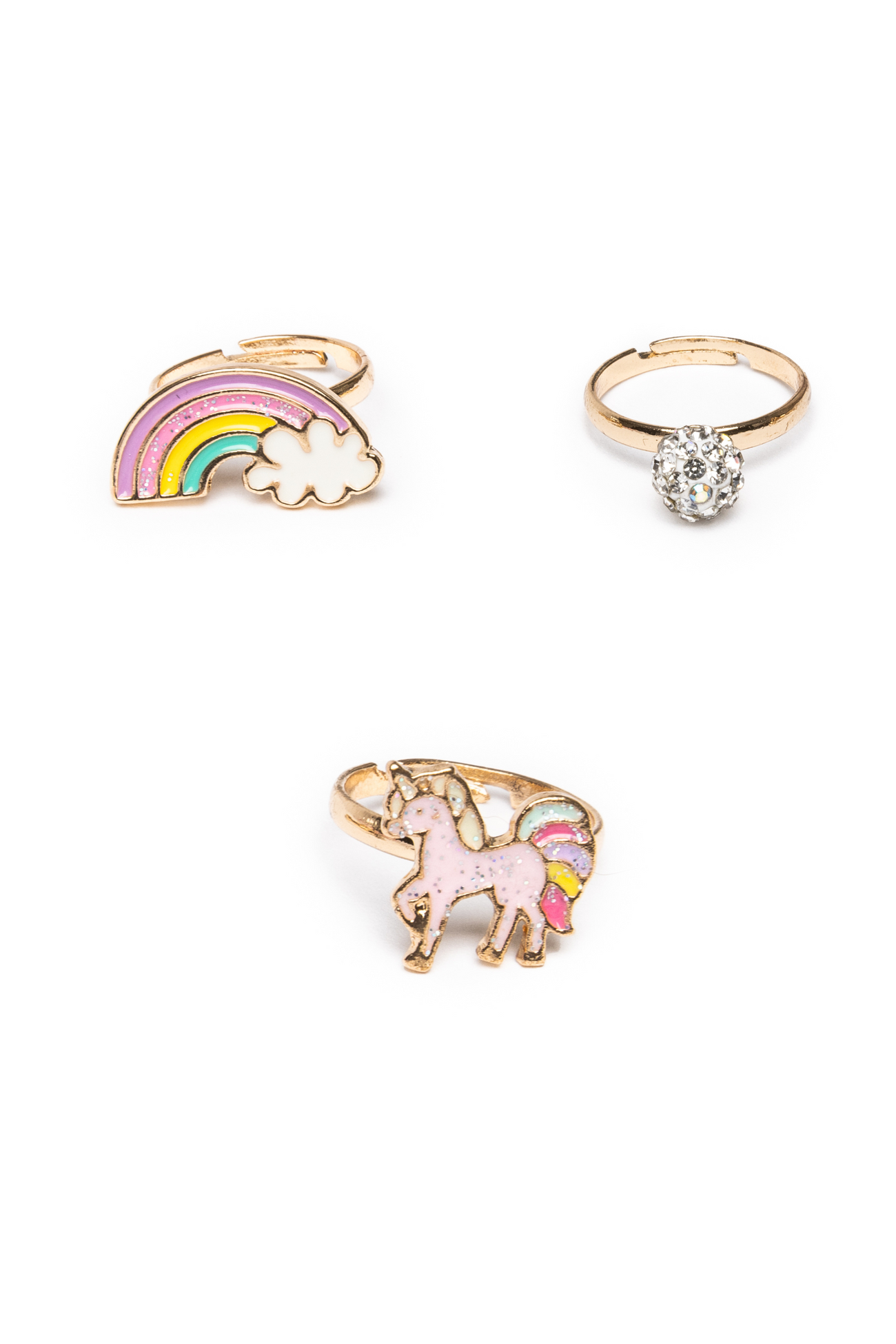 Great Pretenders Boutique Unicorn Rainbow Rings 3PC Set