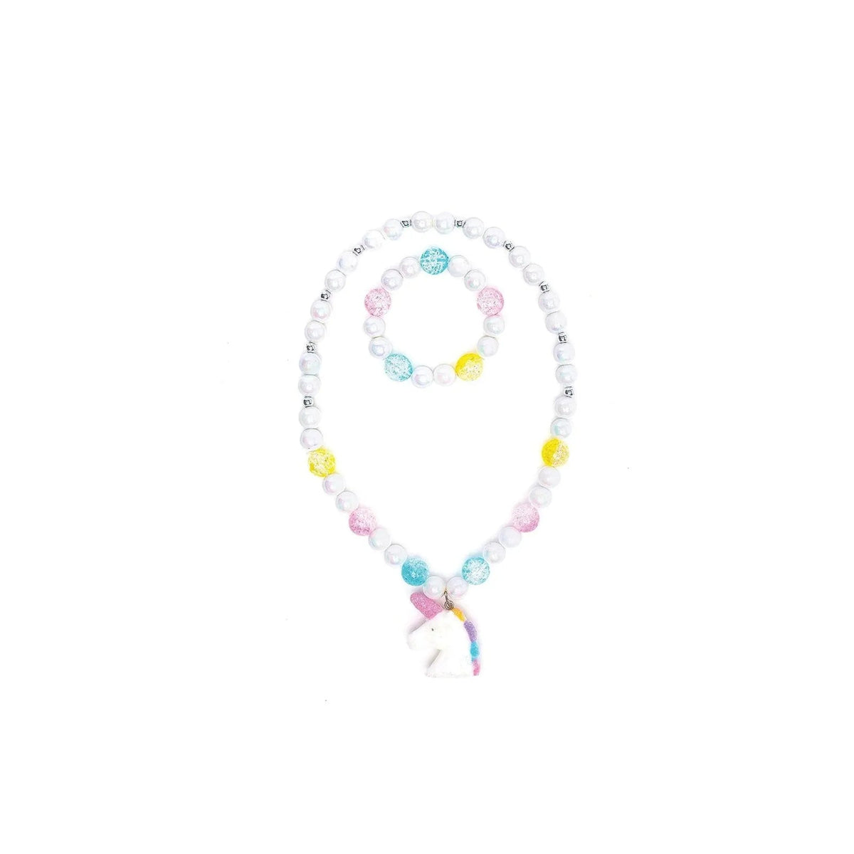 Great Pretenders White Unicorn Necklace &Bracelet Set