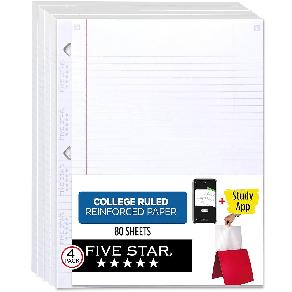 Five star 80 sheets college ruled filler paper