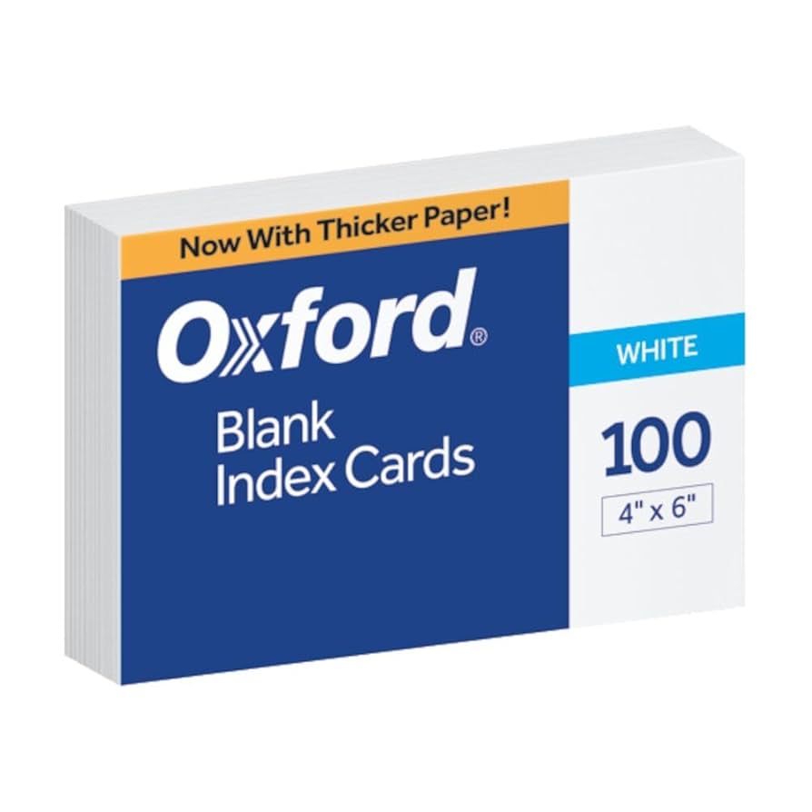 Oxford 100 Blank Index Cards