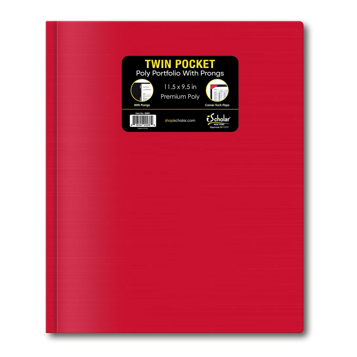 I-Scholar Twin Pocket Premium Poly Portfolio With Prongs