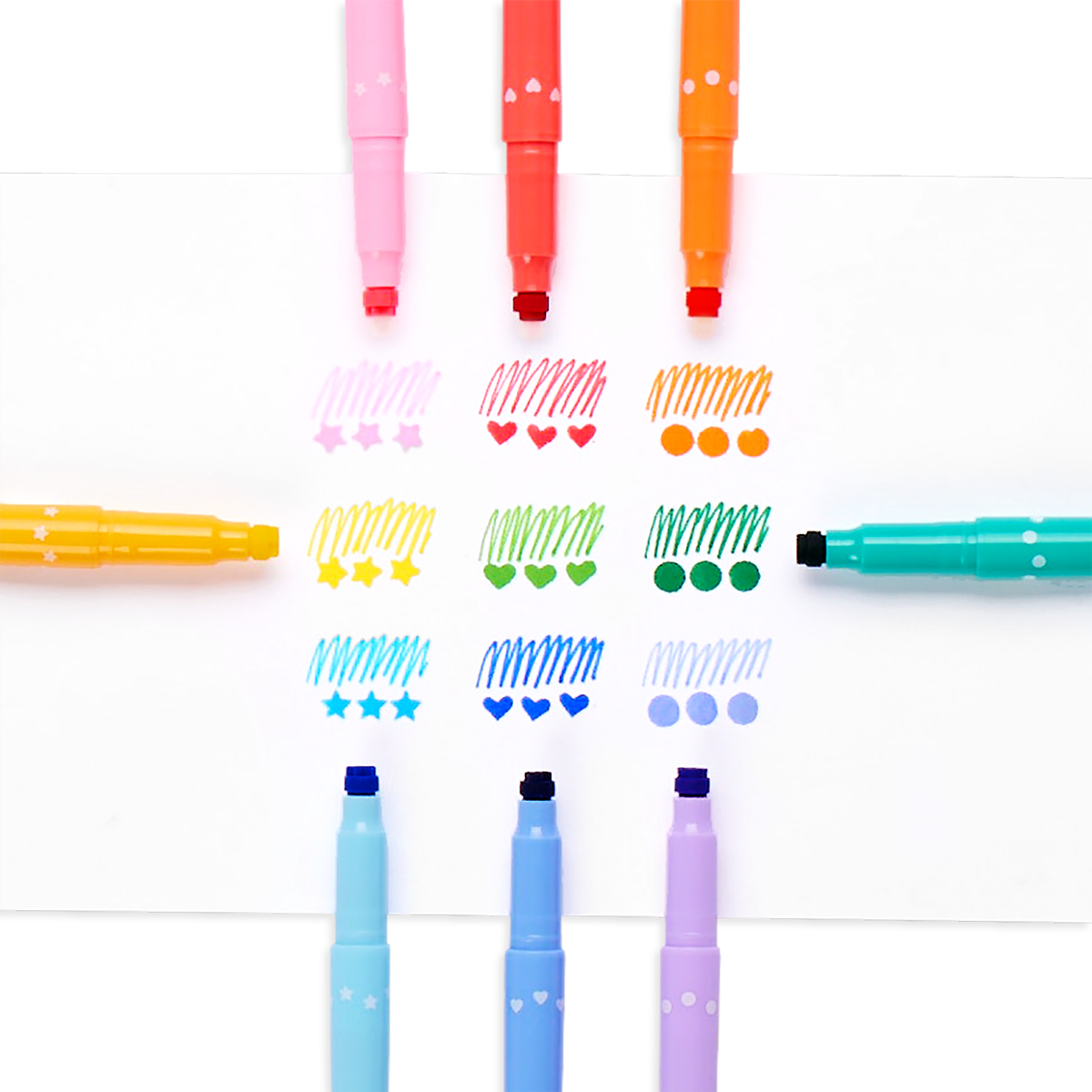 Ooly Confetti Stamp Double - Ended Markers - Set of 9