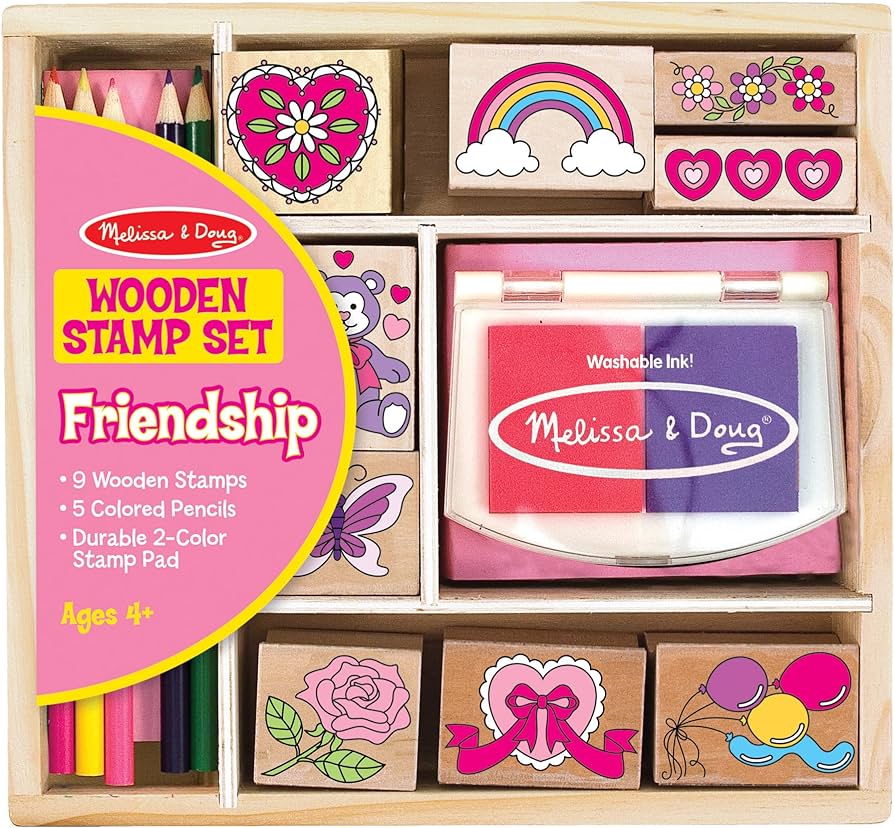 Melissa & Doug Wooden Stamp Activity Arts & Crafts Set With Washable Ink, Pencils