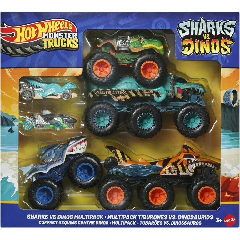 Hot Wheels Monster Trucks Sharks VS Dinos Multipack