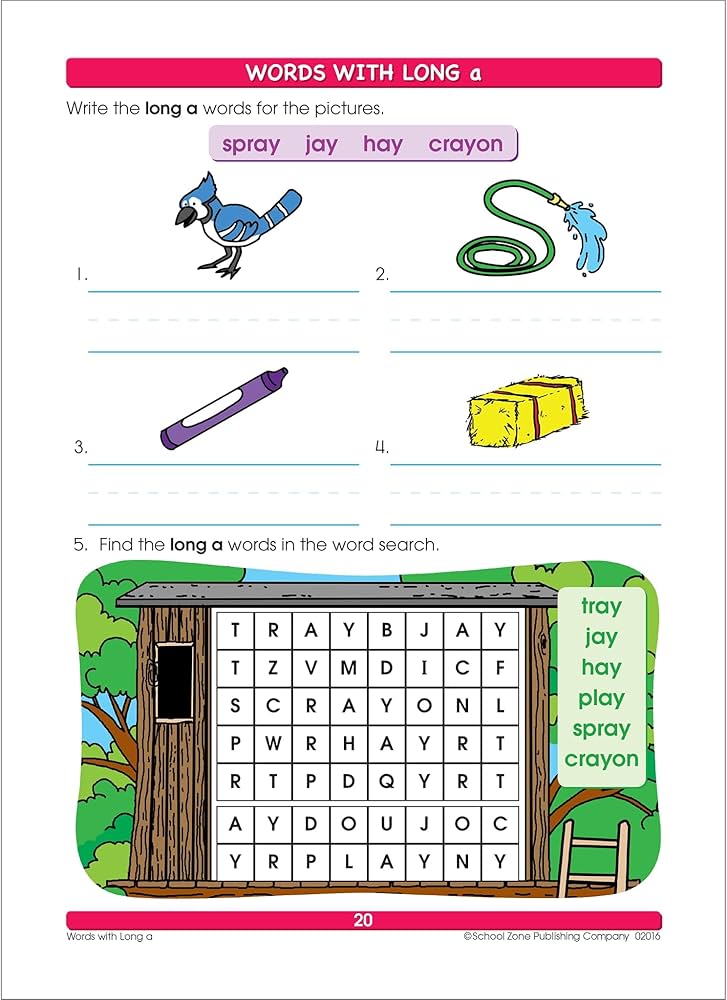 School Zone - Spelling Puzzles Workbook - 32 Pages, Ages 6+