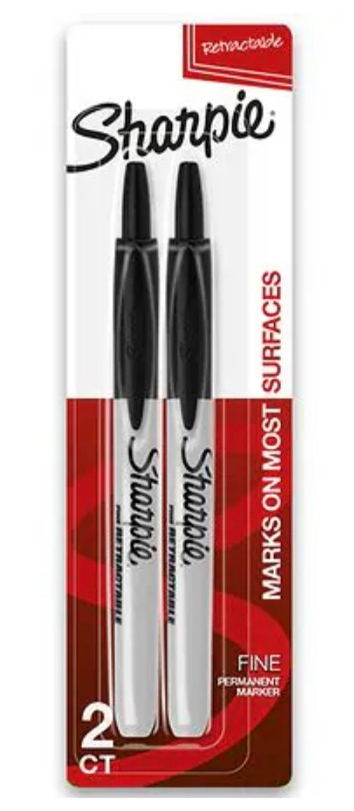 Sharpie Retractable Permanent Markers, Fine Point Fine, 2.0 ea