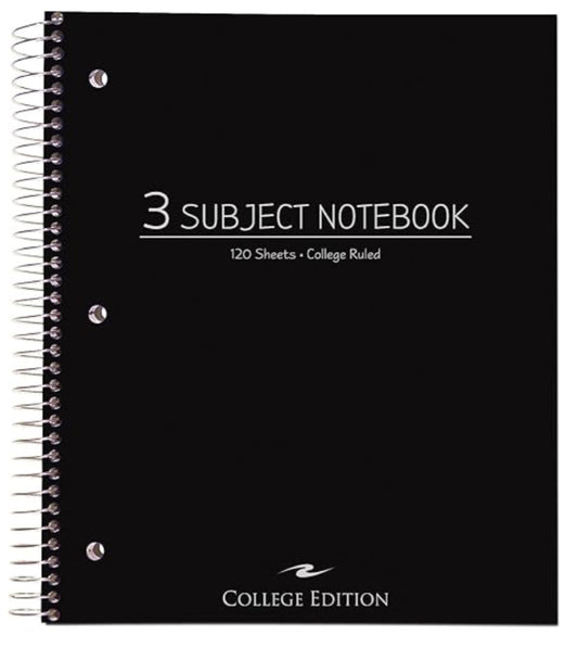 Roaring Spring - College Ruled - 3 Subject Spiral Notebook (11"x9") 70 Sheets 1 Double Pocket