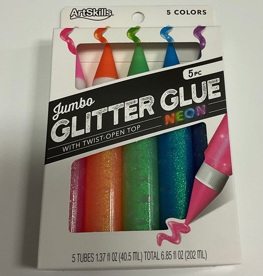 ArtSkills Jumbo Glitter Glue Pens, Neon Colors (5)