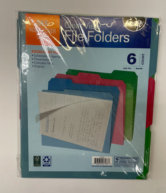 Clear View File Folders (6 Per Pack)