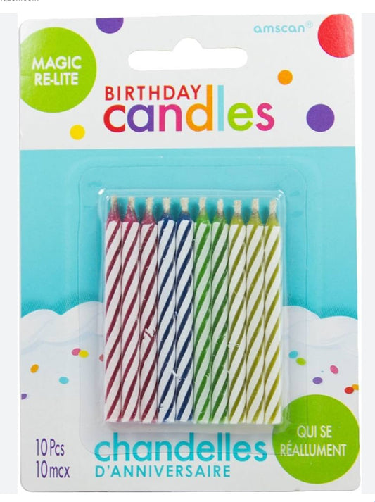 Amscan Candy Stripe Candles-10 Ct