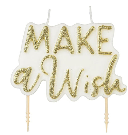 Make A Wish Glitter Gold Plaque Candle -