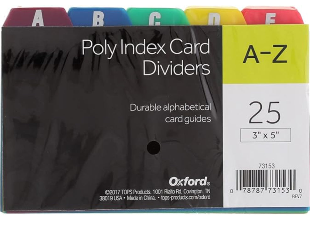 Oxford Poly Index Card Dividers