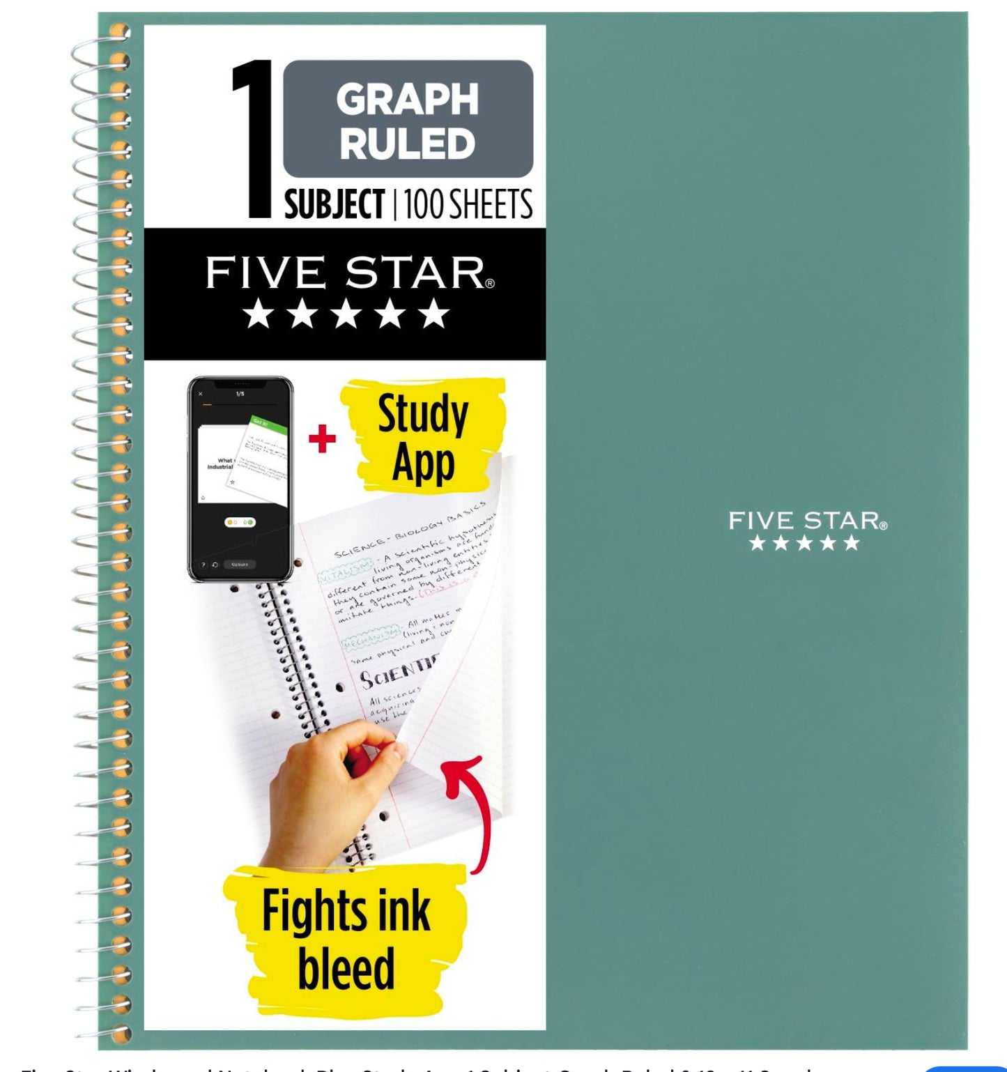 Five Star 1 Subject - Graph Ruled Notebook (11 In x 8.5 In) - 100 Sheets