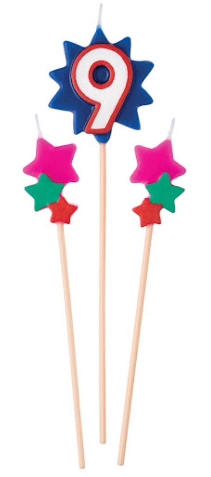 Amscan Birthday Star Number Candle Pick Set, 3pc