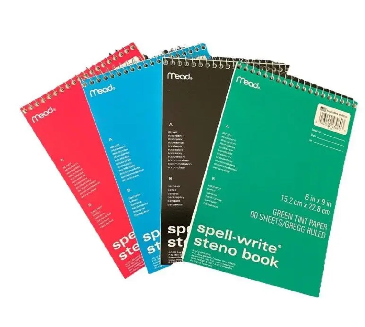 Spell-Write Steno Book, Gregg Rule, (6 X 9in), 80 Sheets/Pad