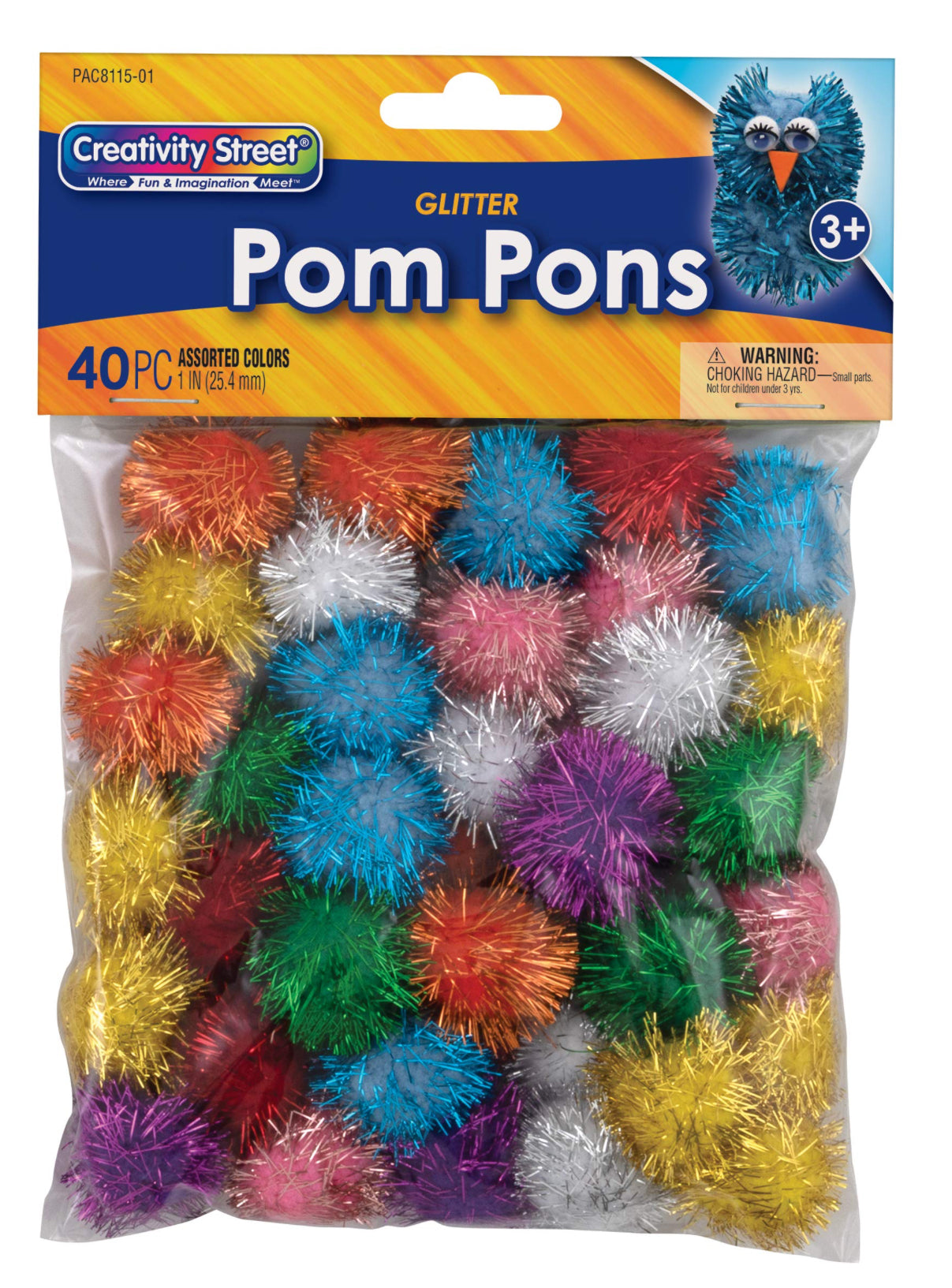 Creativity Street Pom Pons Glitter Assorted Colors