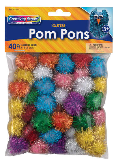 Creativity Street Pom Pons Glitter Assorted Colors