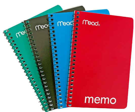 Mead Memo Notebook - (40 Sheets) - Wire Bound - (6" x 4") - Assorted Paper - TanBoard Cover