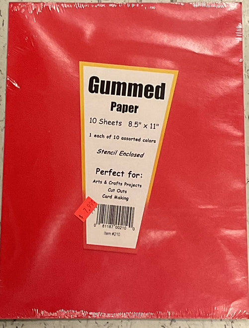 Gummed Paper (10 Sheets) Assorted Colors