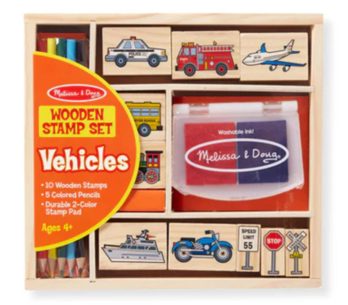 Melissa & Doug Wooden Stamp Activity Arts & Crafts Set With Washable Ink, Pencils