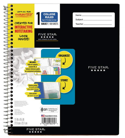 Five Star Interactive Notebook - 1 Subject, College Ruled