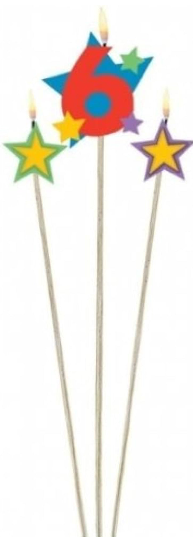 Amscan Birthday Star Number Candle Pick Set, 3pc