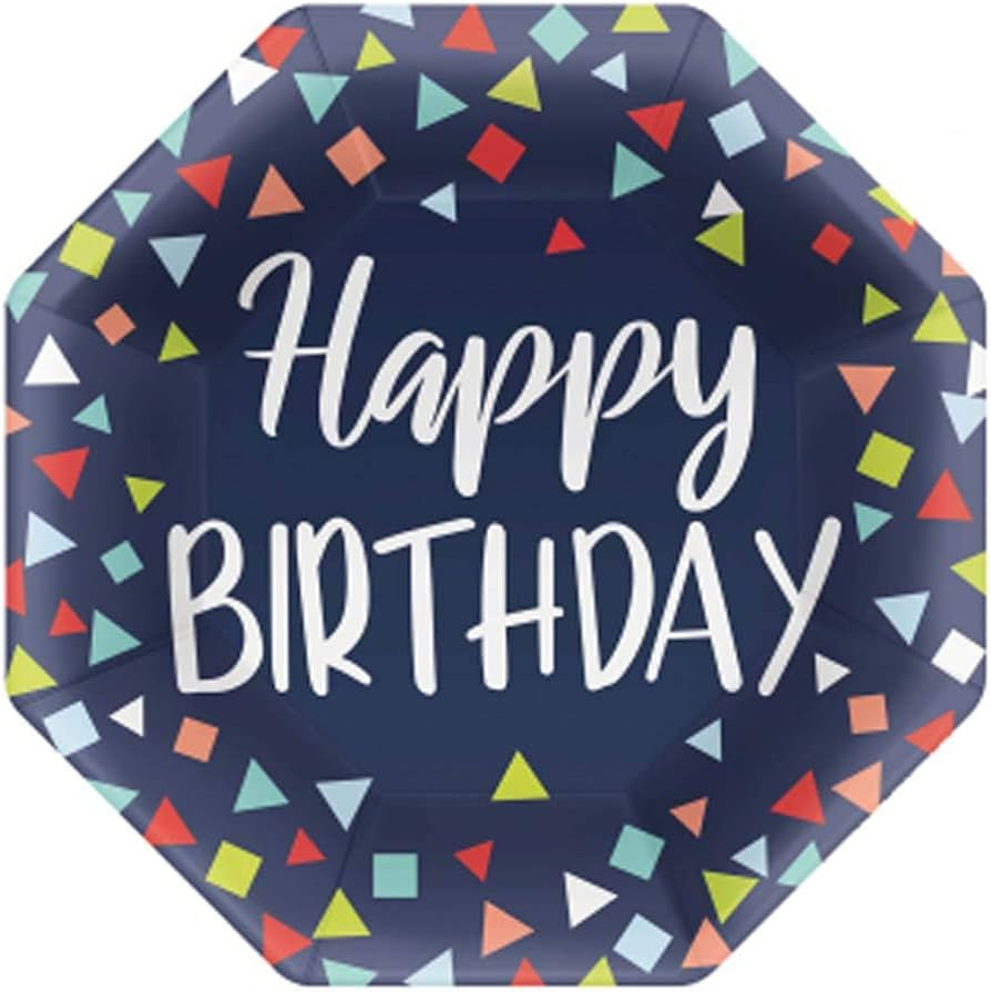 Amscan Happy Birthday Octagon Plates -  (Pack of 8)