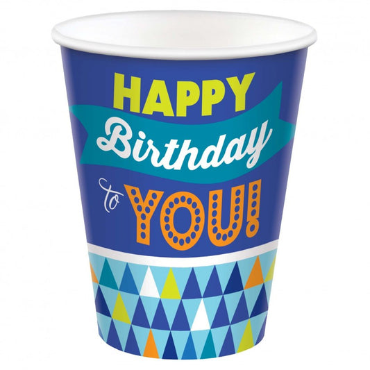 True Blue Birthday Paper Cups (Pack of 8)