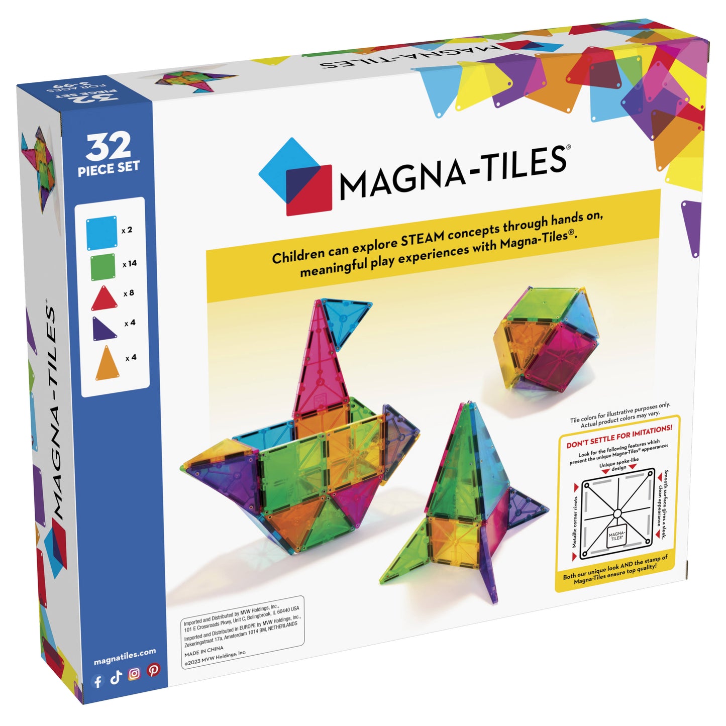 Magna Tiles Clear Colors 32 Piece Set