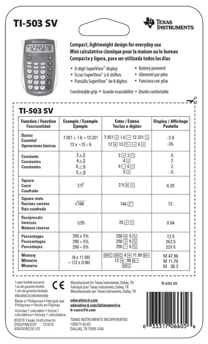 Texas Instruments TI-503SV Pocket Calculator