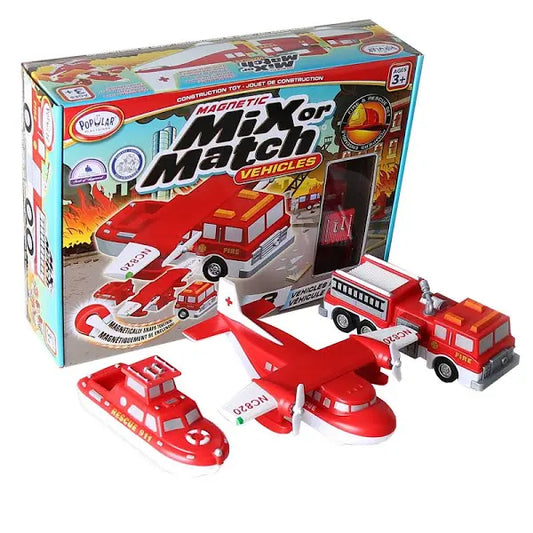 Magnetic Mix or Match Vehicles Fire & Rescue Set