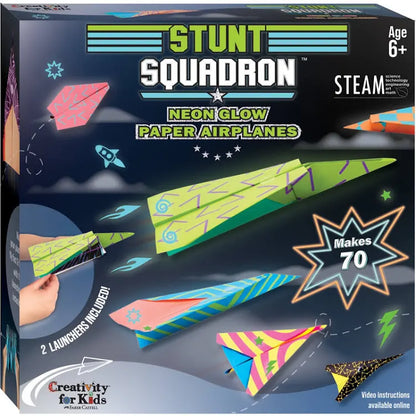 Creativity For Kids Neon Glow Stunt Squadron Paper Airplanes