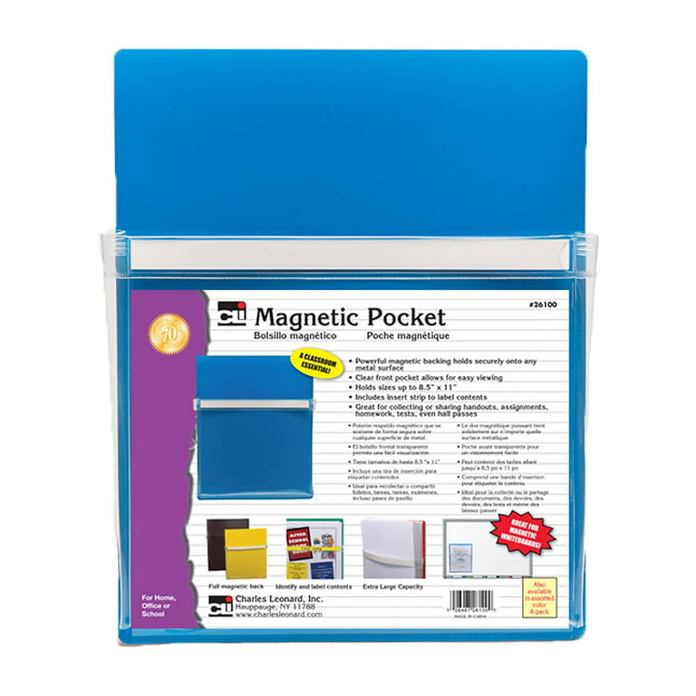 Charles Leonard Blue Magnetic Pocket Holds Sizes Up To 8.5”x11”