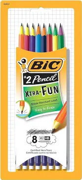 BIC Pencil Xtra Fun HB #2 Assorted Two-Tone Barrel Colors 8/Pack