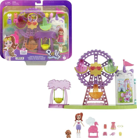 Polly Pocket Tropical Treats Carnival Playset 3-inch Lila Doll