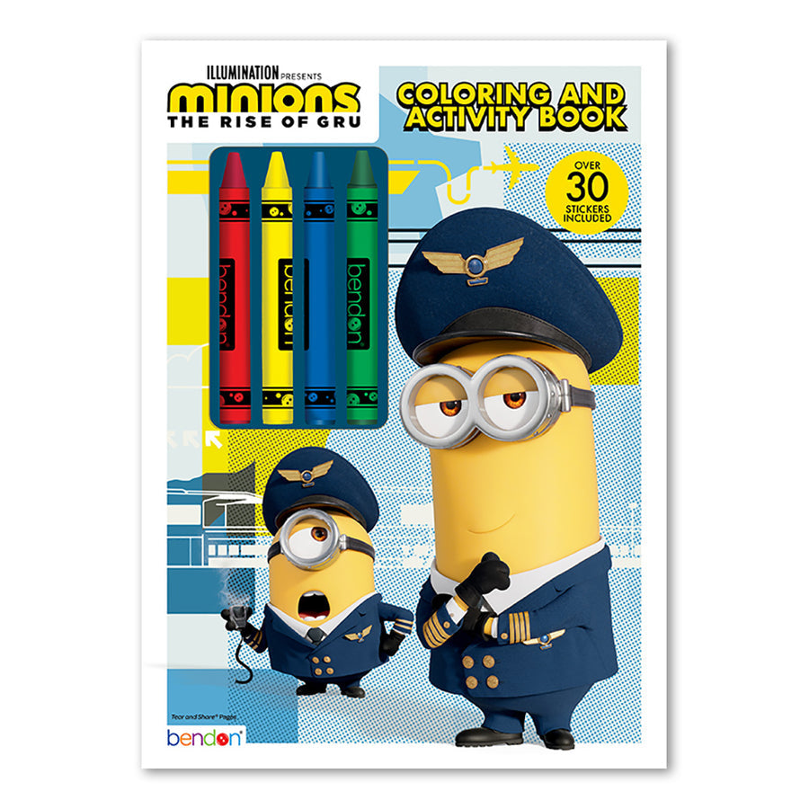 Minions The Rise of Gru Coloring & Activity Book With Stickers Includes Crayons - Bendon