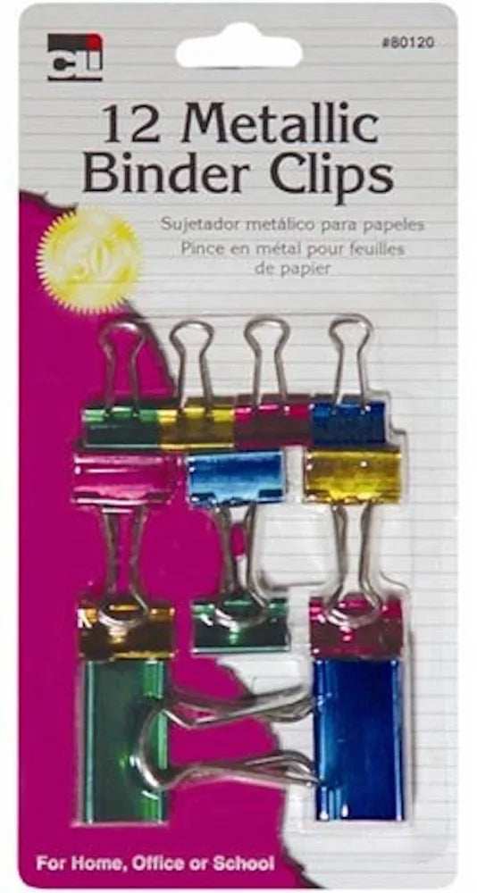 Cli Metallic Binder Clips 12ct Assortment