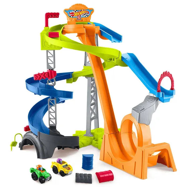 Fisher Price Hot Wheels Little People Spiral Stunt Speedway