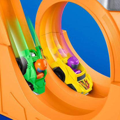 Fisher Price Hot Wheels Little People Spiral Stunt Speedway