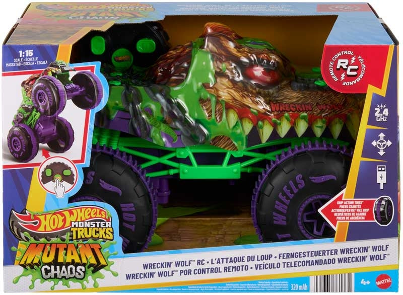Hot Wheels Monster Trucks Mutant Chaos Wreckin Wolf RC