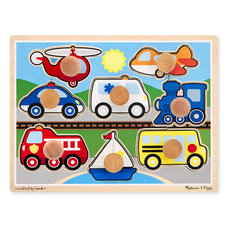 Melissa & Doug Deluxe Jumbo Knob Puzzle Vehicles