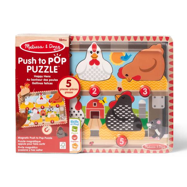 Melissa & Doug Push to Pop Puzzle - Happy Hens