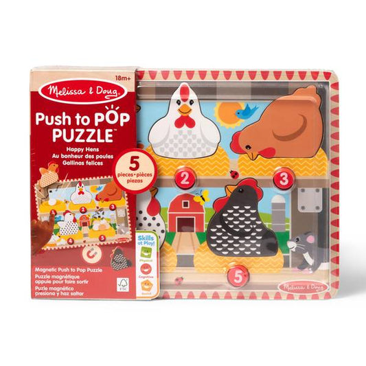 Melissa & Doug Push to Pop Puzzle - Happy Hens