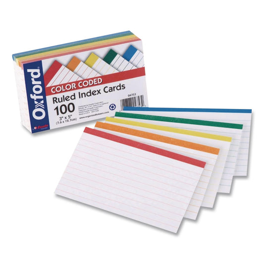 Oxford Ruled Index Cards Color Coded 100 Count 3” x 5”