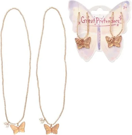 Great Pretenders Pink BFF Butterfly Share &Tear Necklace