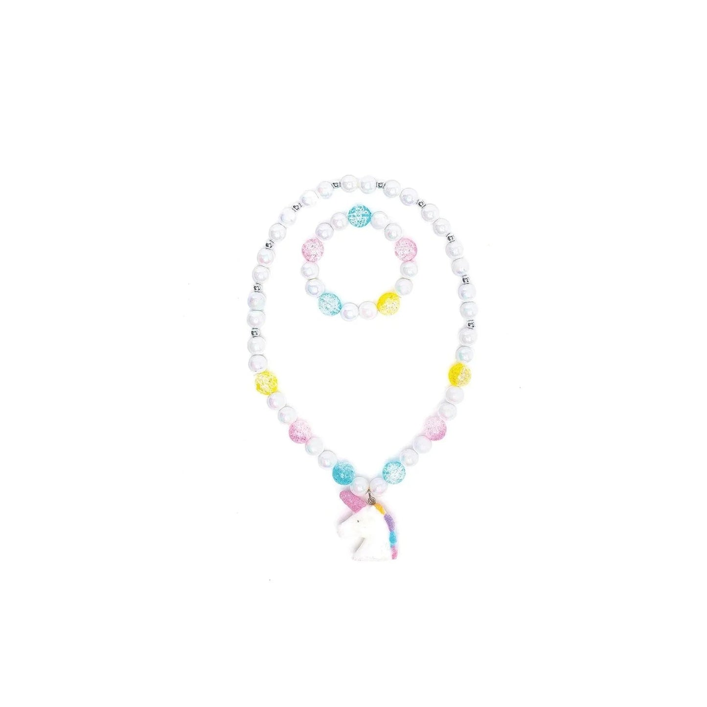 Great Pretenders White Unicorn Necklace &Bracelet Set