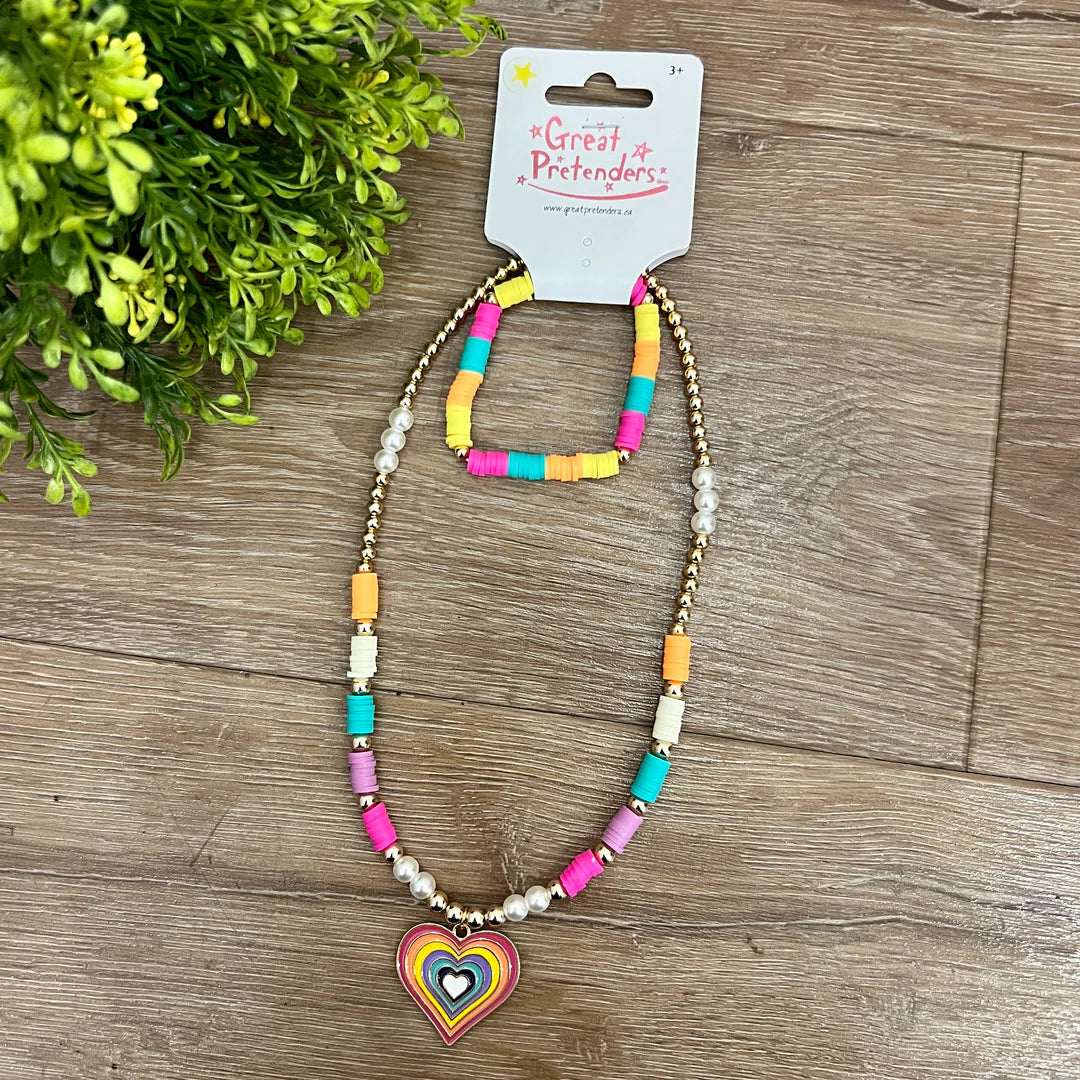 Great Pretenders Rainbow Love Necklace & Bracelet